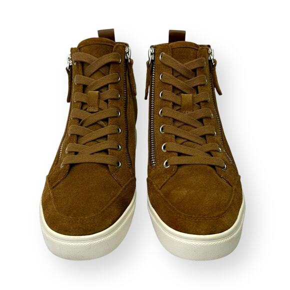 Steve Madden Women's Cornell Hidden Wedge High Top Sneaker Size 8.5 Cognac Suede - Picture 5 of 12